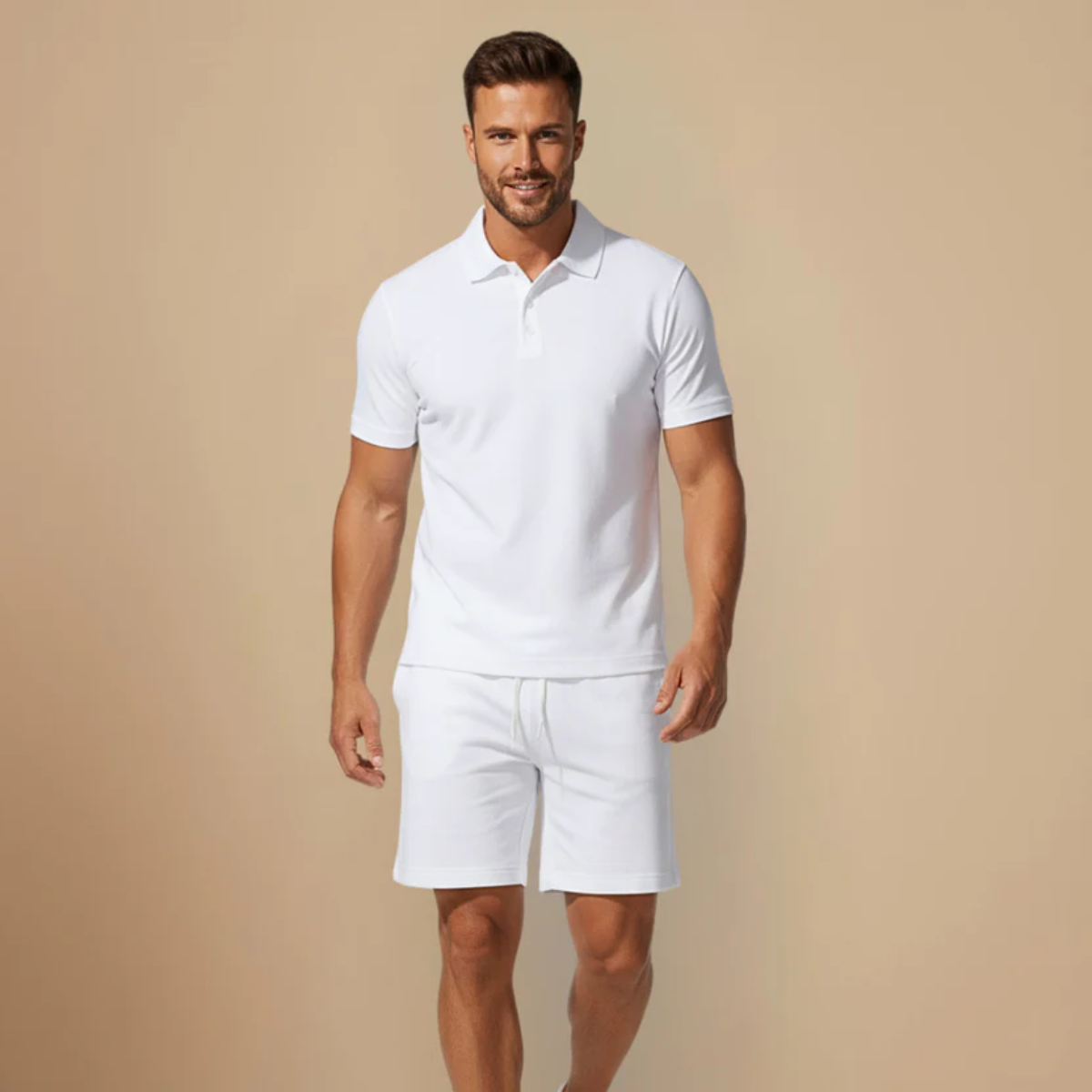 Men's short-sleeve polo and matching shorts set