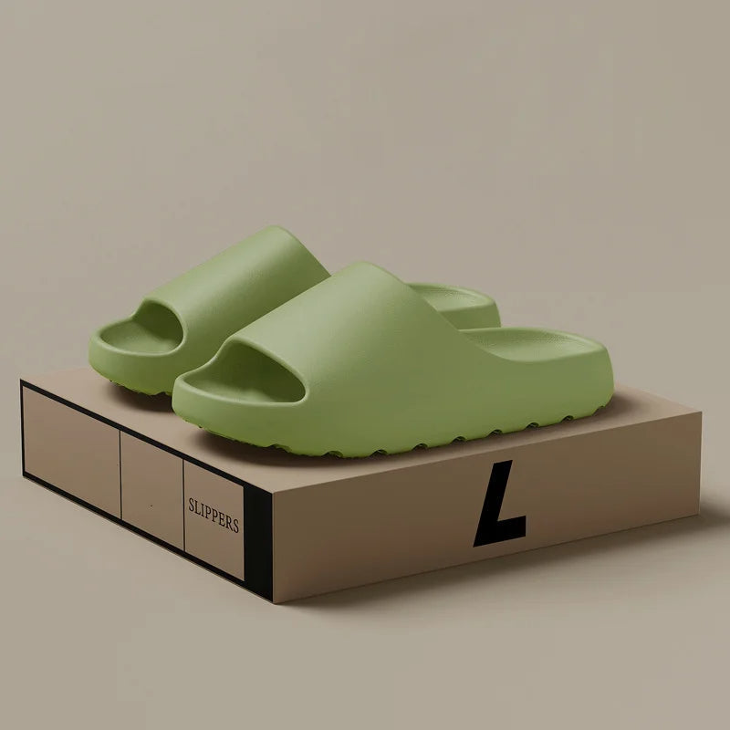 Men's open-toe slide sandals with a wide strap and flat sole