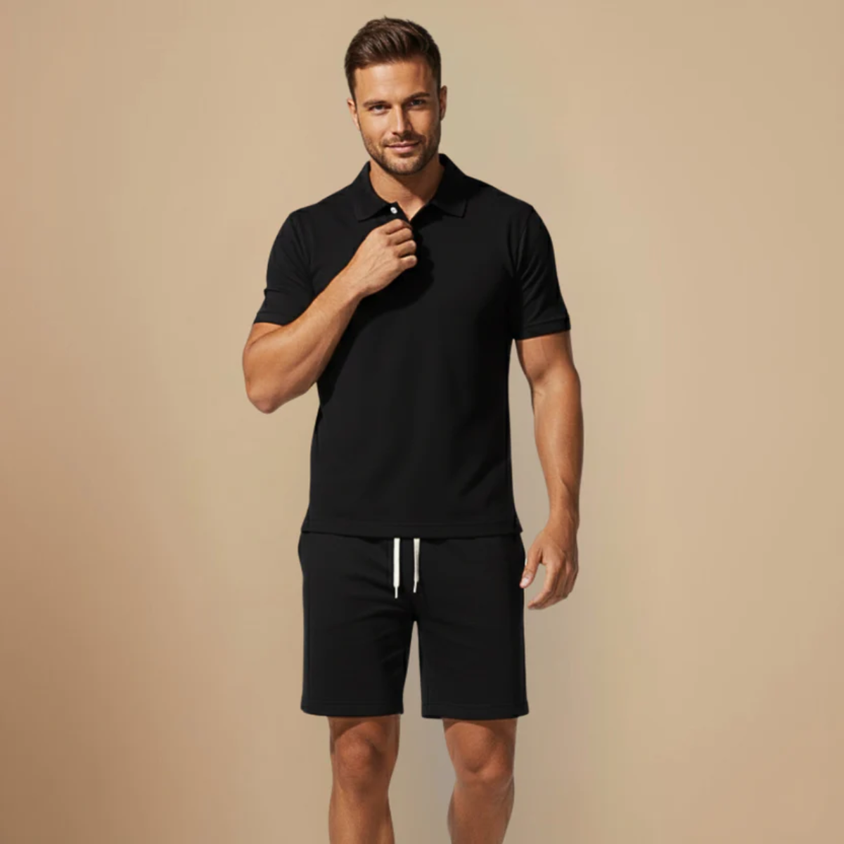 Men's short-sleeve polo and matching shorts set