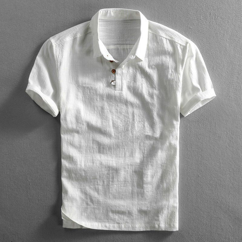Short sleeve polo shirt with collar and button placket