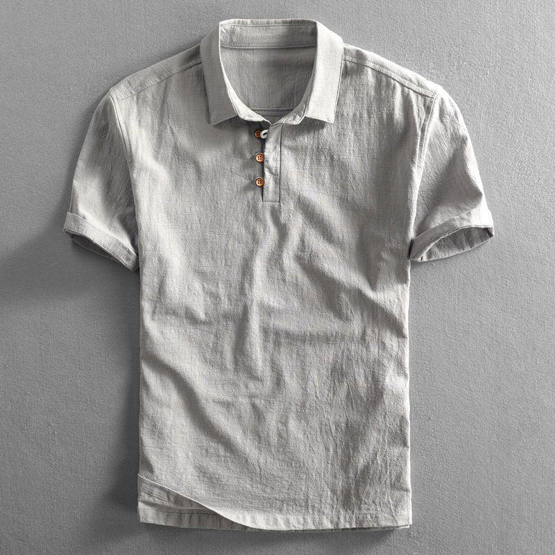Short sleeve polo shirt with collar and button placket
