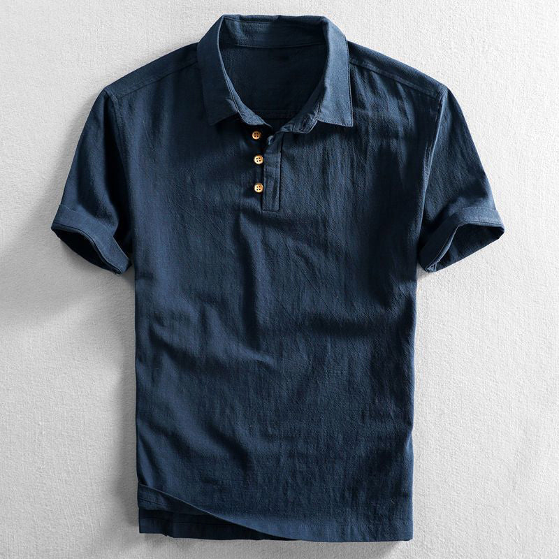 Short sleeve polo shirt with collar and button placket