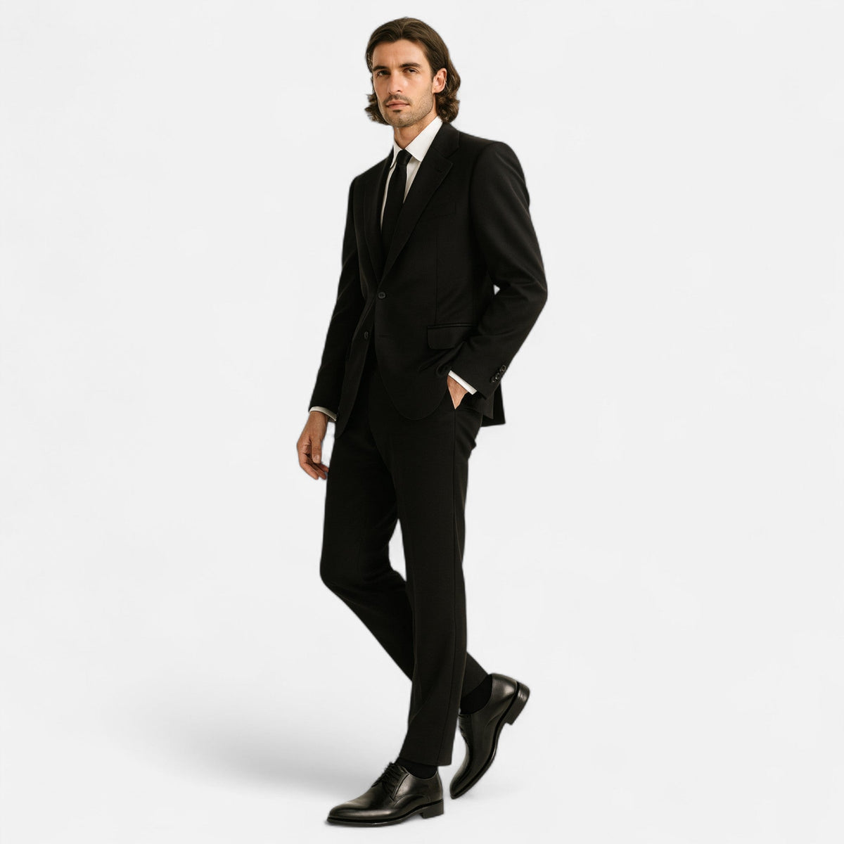 Men's lace-up dress shoe with smooth upper and low heel
