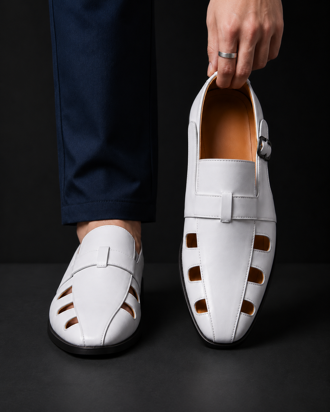 Men's monk strap loafer with side buckle