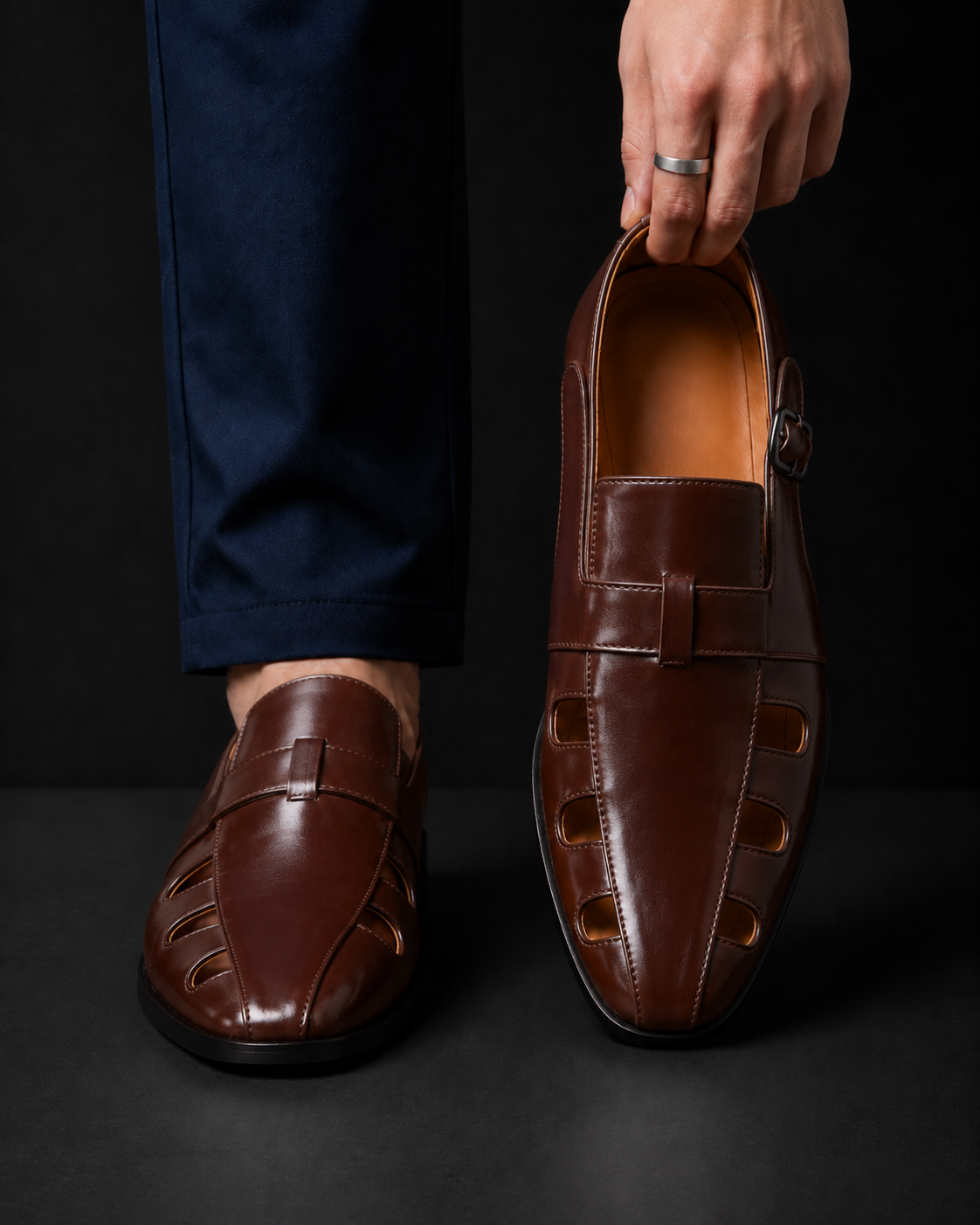 Men's monk strap loafer with side buckle