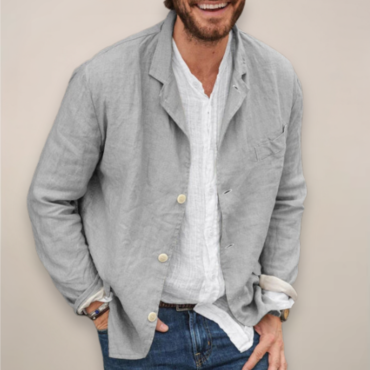 Men's relaxed fit blazer jacket with notched lapels