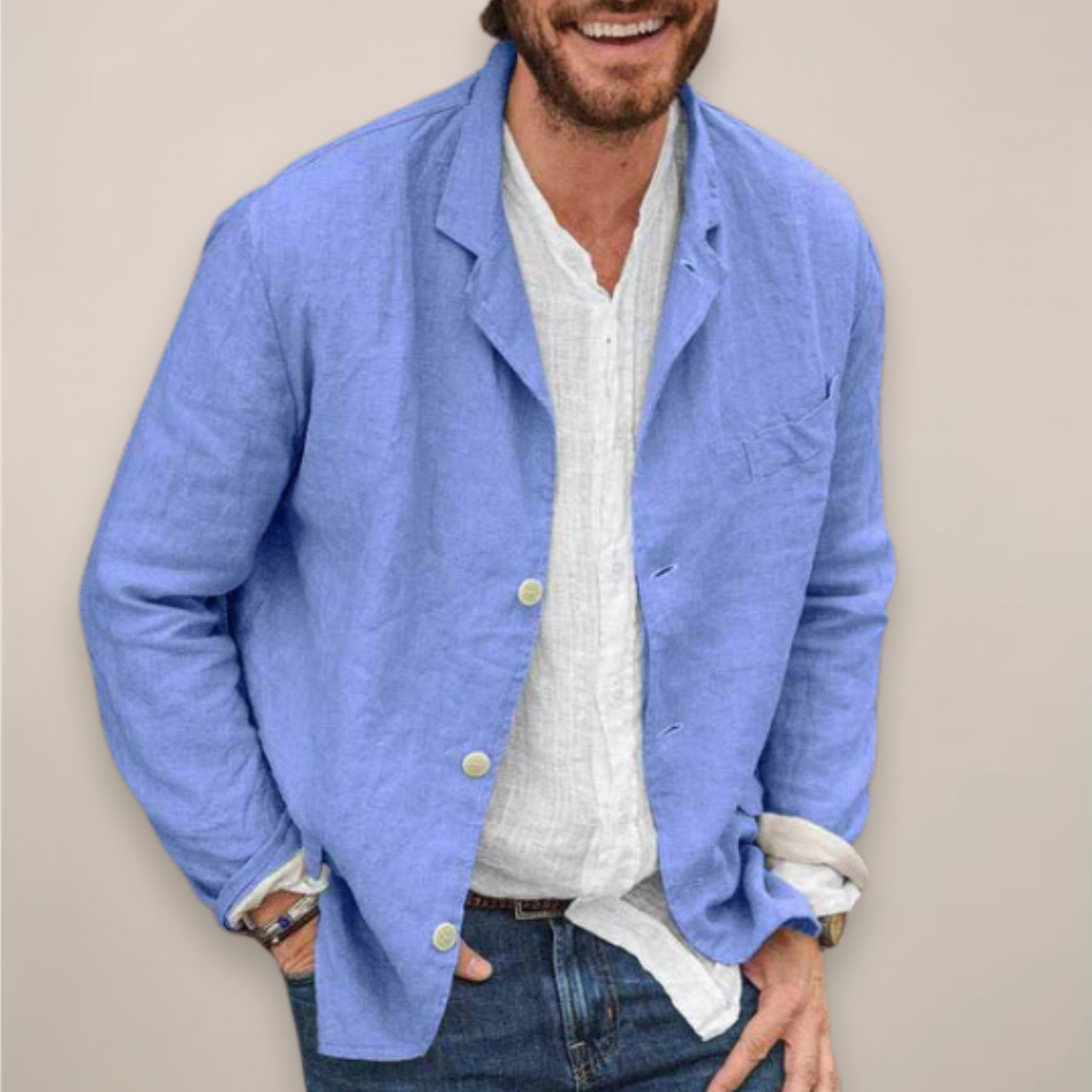 Men's relaxed fit blazer jacket with notched lapels