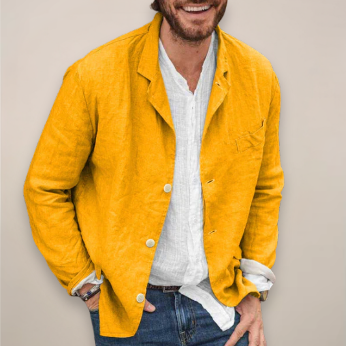 Men's relaxed fit blazer jacket with notched lapels