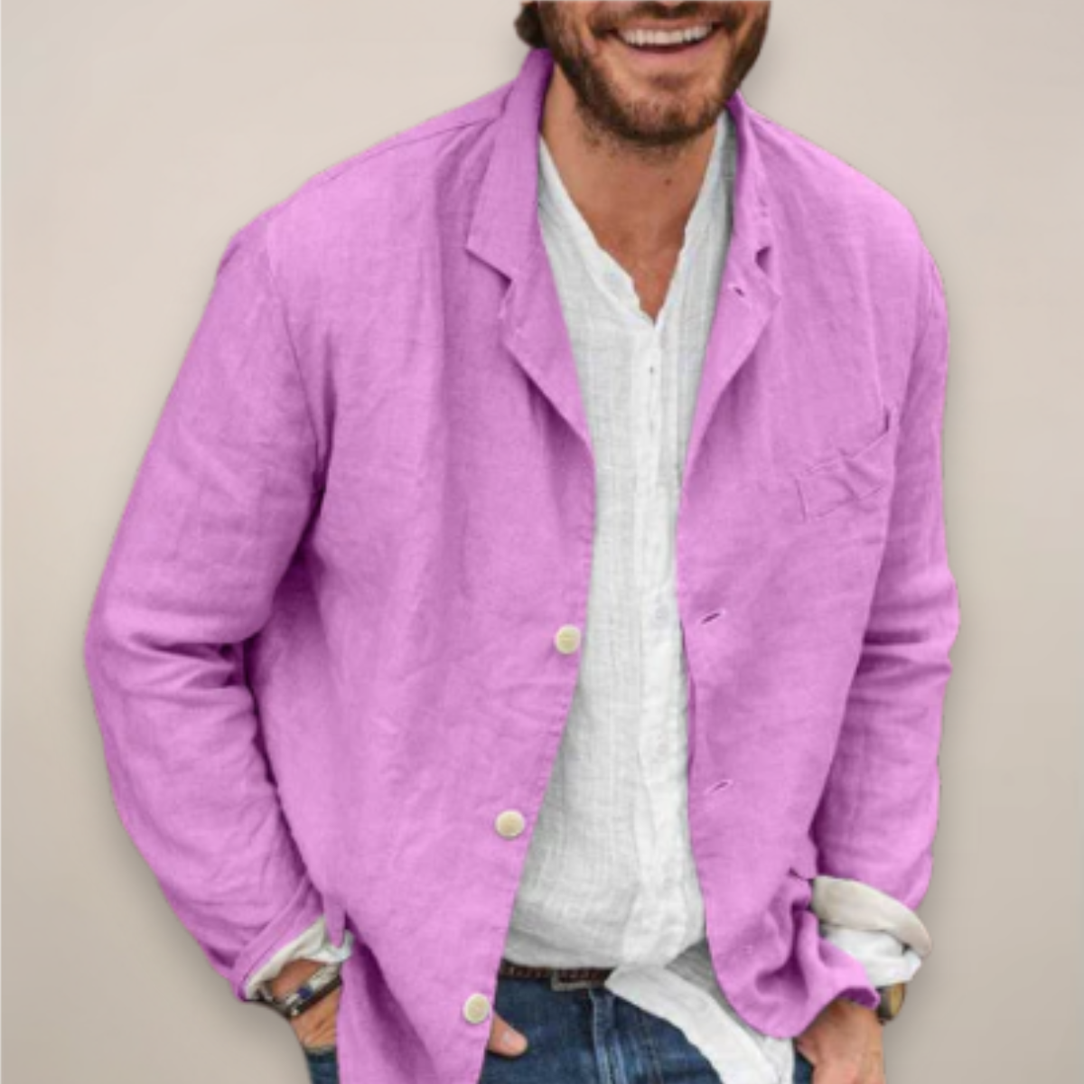Men's relaxed fit blazer jacket with notched lapels