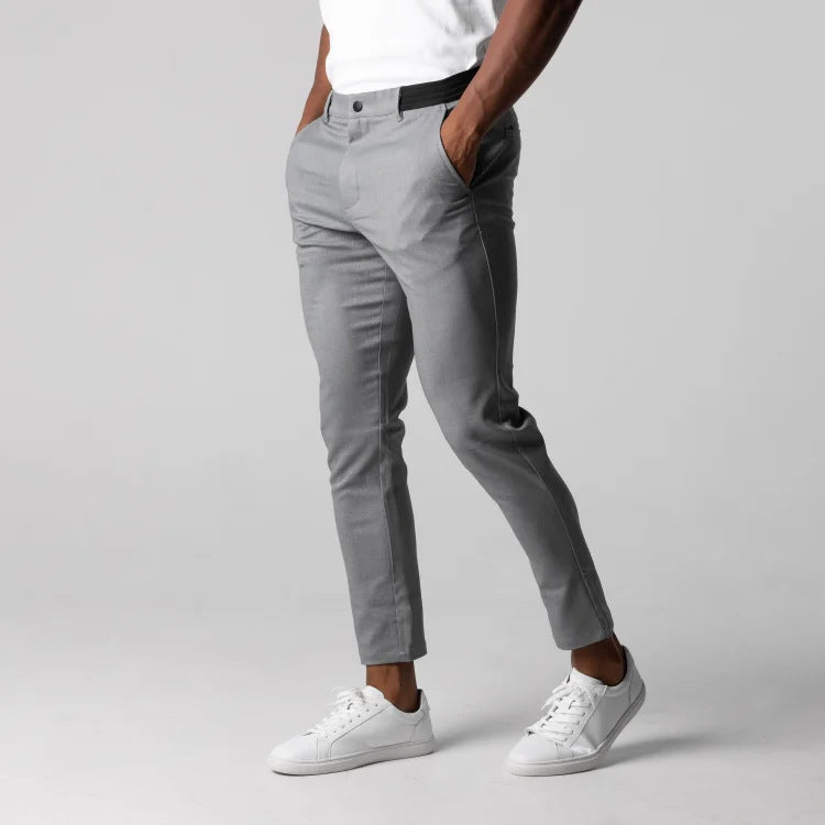 Men's slim tapered chino trousers with angled pockets