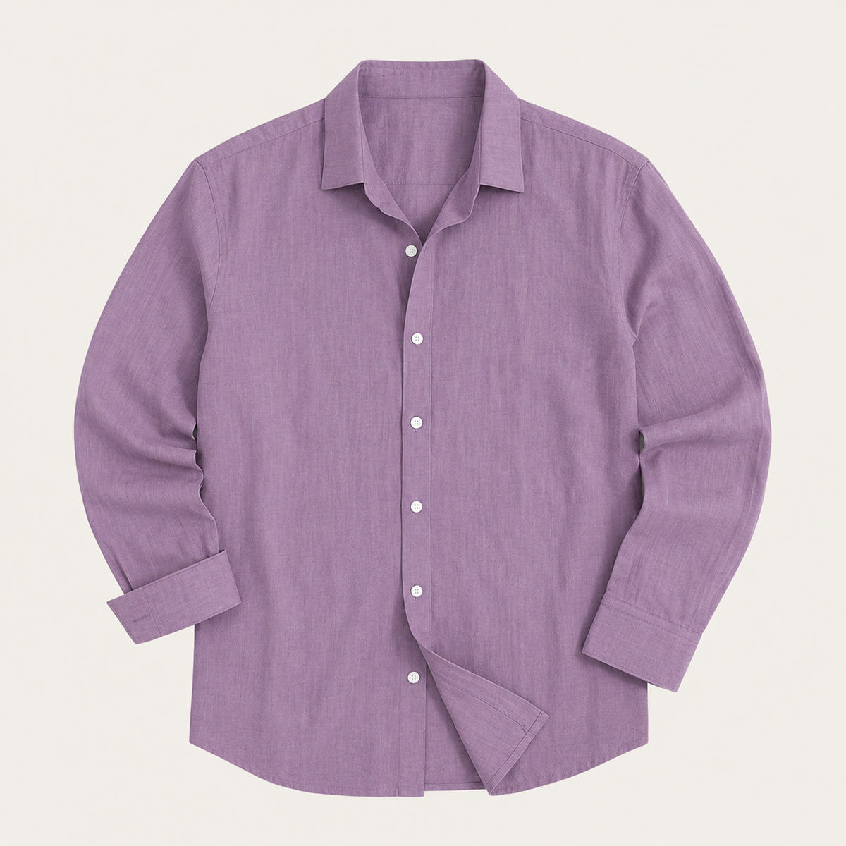 Men's plain long sleeve button down shirt with pointed collar