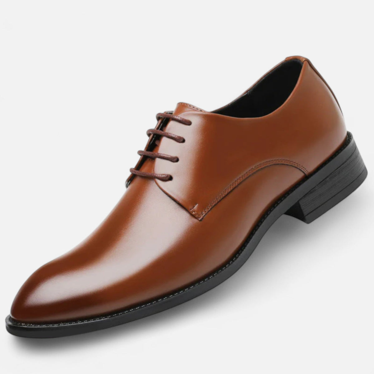 Men's lace-up dress shoe with smooth upper and low heel