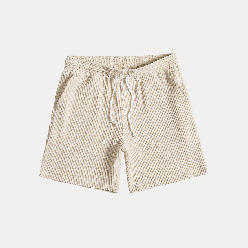 Waffle knit short-sleeve shirt and shorts set