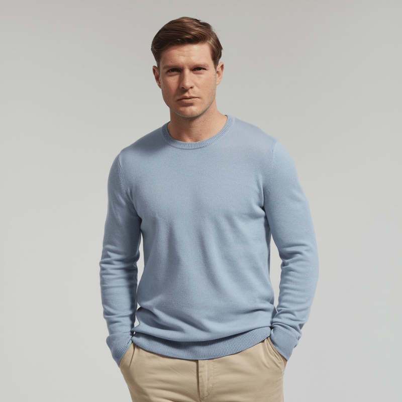 Men's long sleeve crew neck sweater with ribbed trim