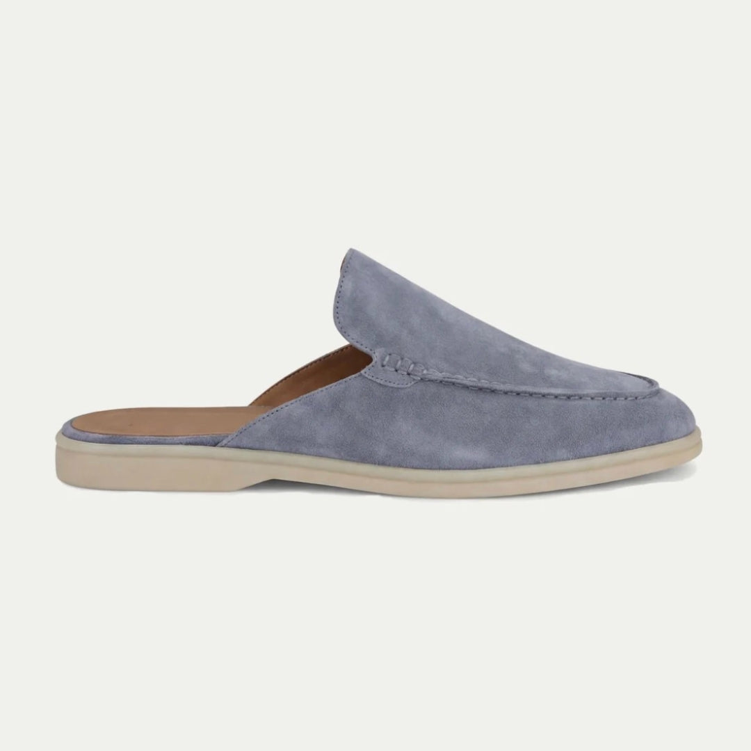 Men's slip-on mule loafers with open back and low sole