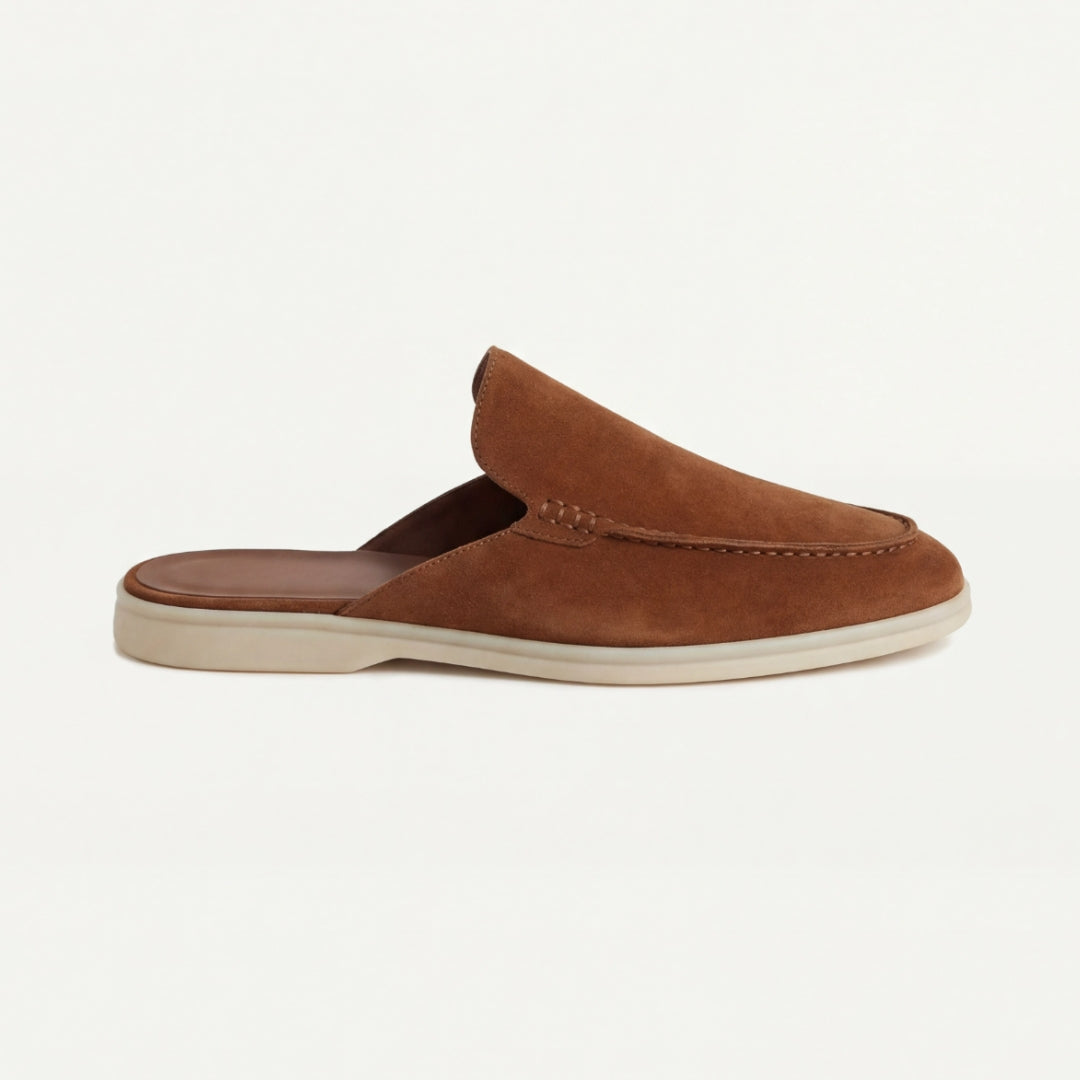 Men's slip-on mule loafers with open back and low sole