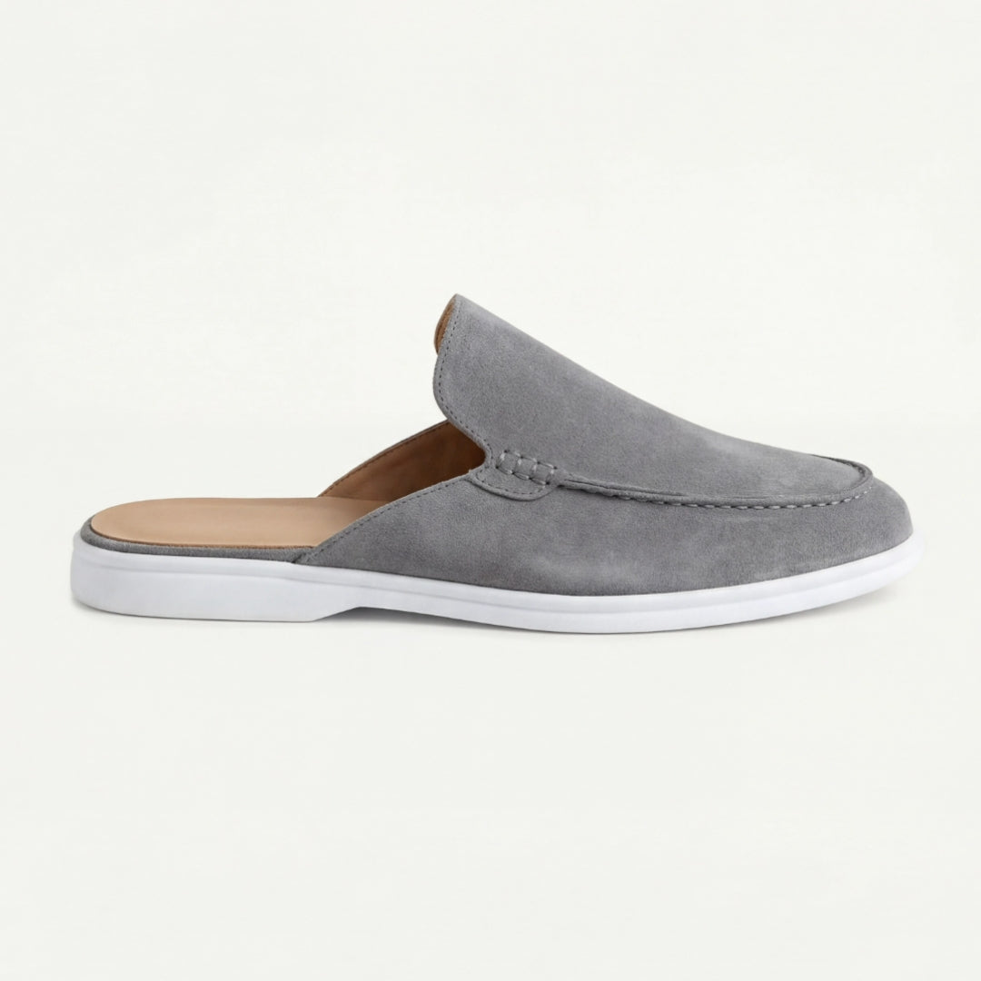 Men's slip-on mule loafers with open back and low sole