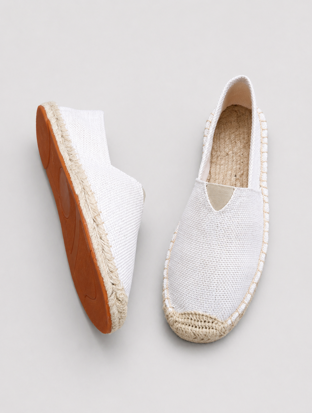 Men's woven canvas espadrille loafers with round toes