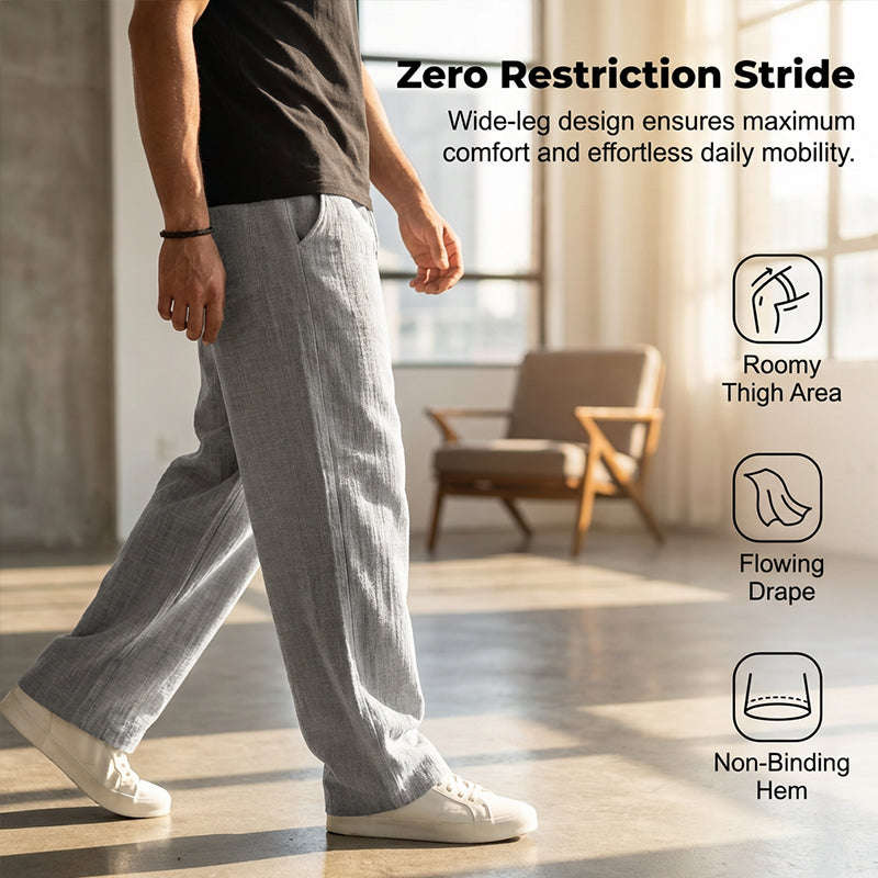 Men's straight-leg trousers with elastic waist and side pockets