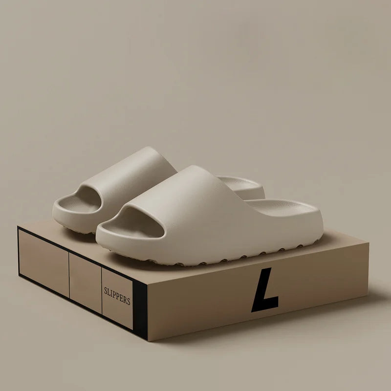 Men's open-toe slide sandals with a wide strap and flat sole