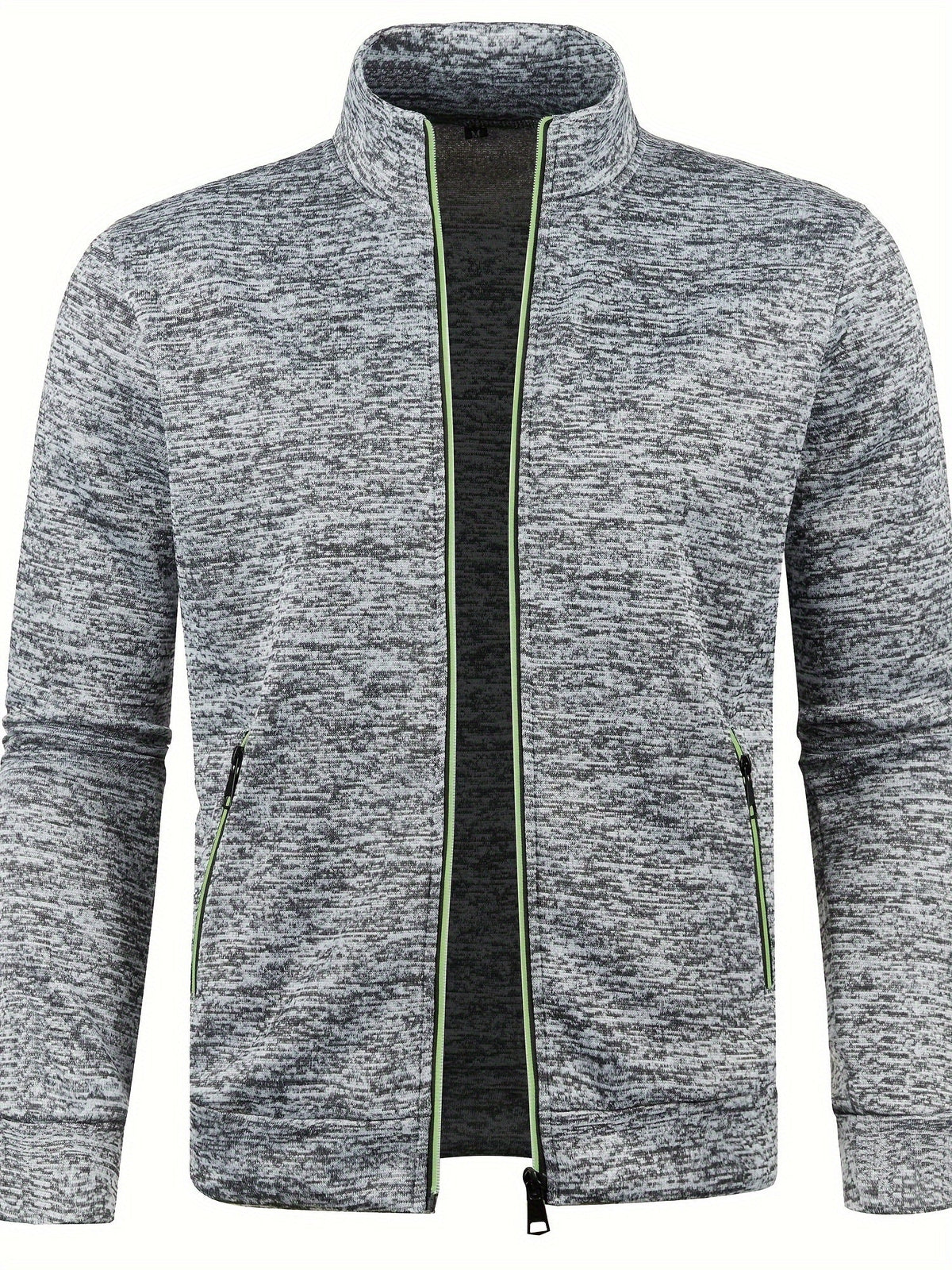Men's high-neck textured zip jacket with long sleeves and zipped pockets