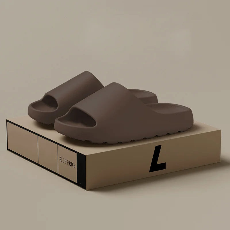 Men's open-toe slide sandals with a wide strap and flat sole