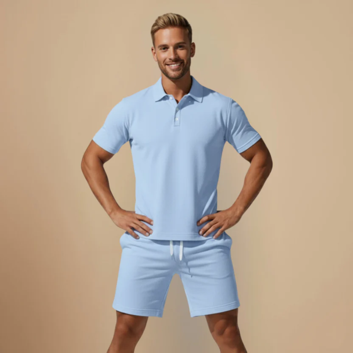 Men's short-sleeve polo and matching shorts set