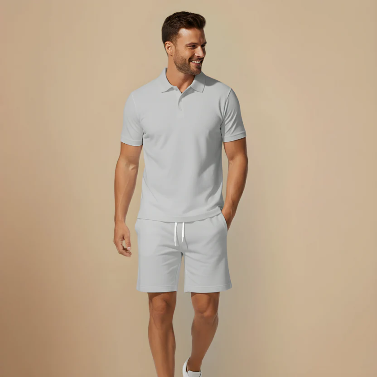 Men's short-sleeve polo and matching shorts set