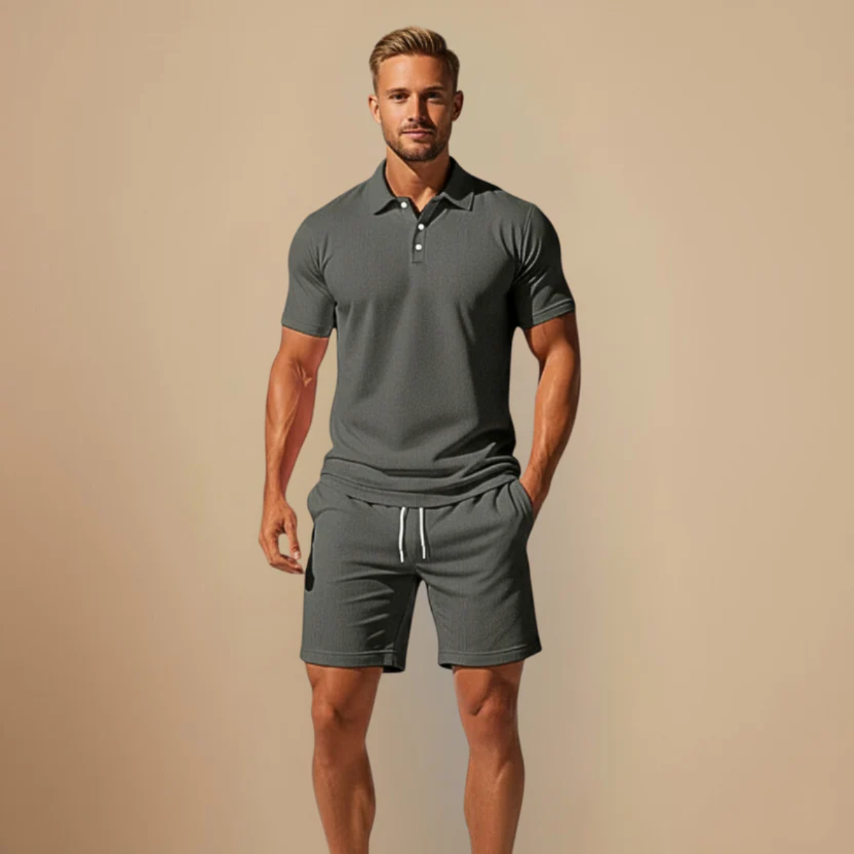 Men's short-sleeve polo and matching shorts set