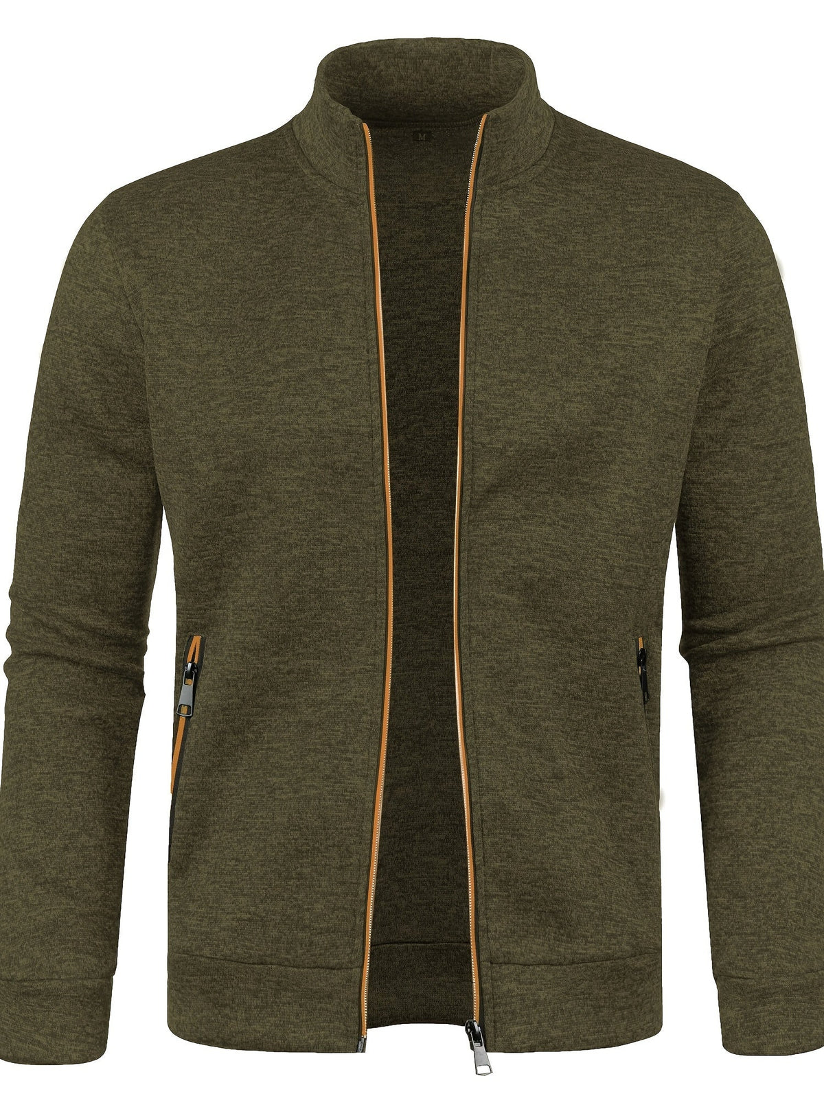 Men's high-neck textured zip jacket with long sleeves and zipped pockets