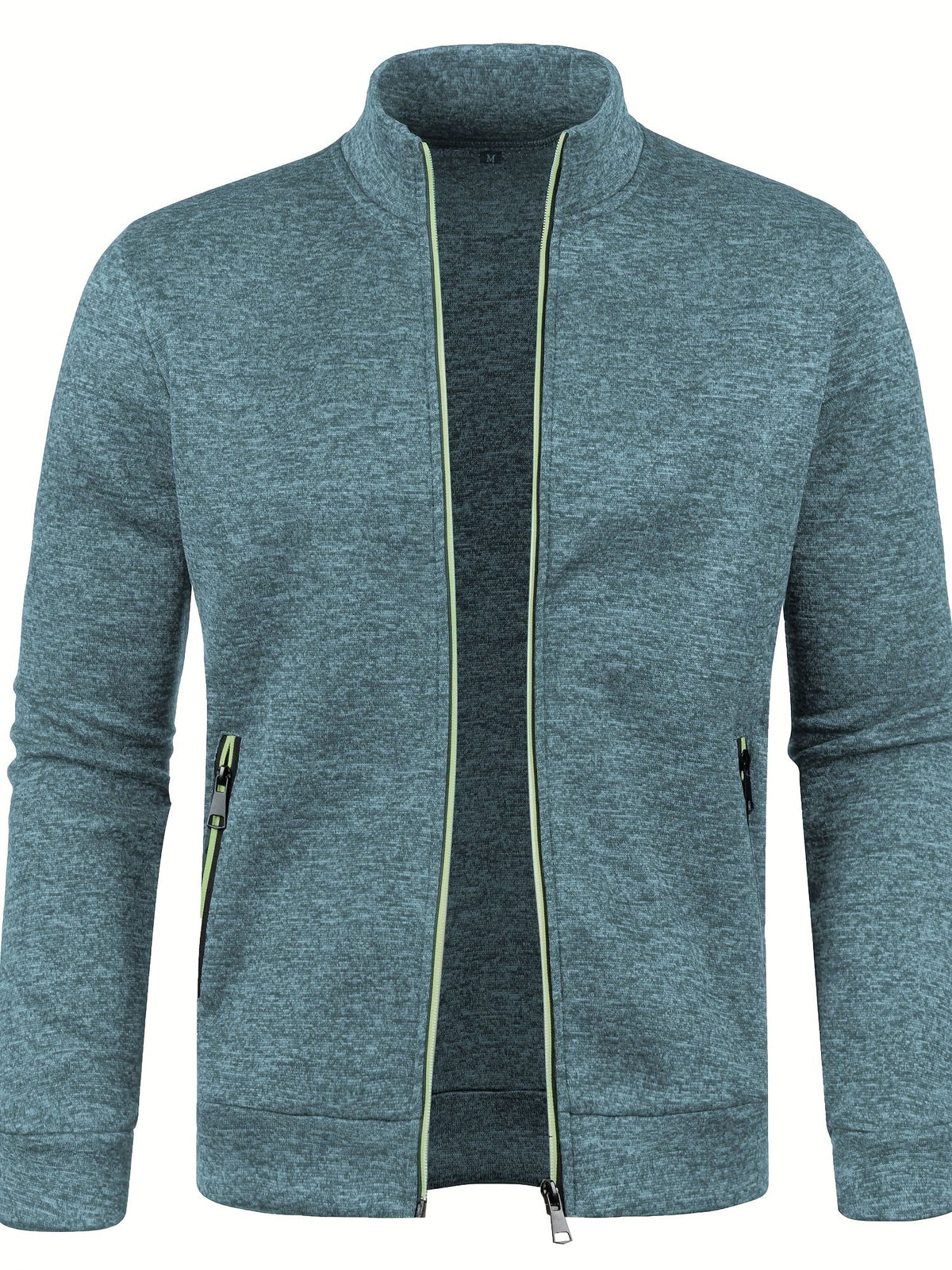 Men's high-neck textured zip jacket with long sleeves and zipped pockets
