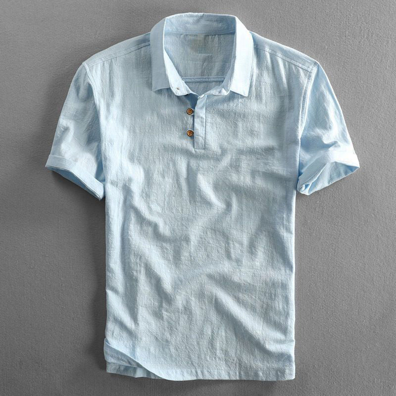 Short sleeve polo shirt with collar and button placket