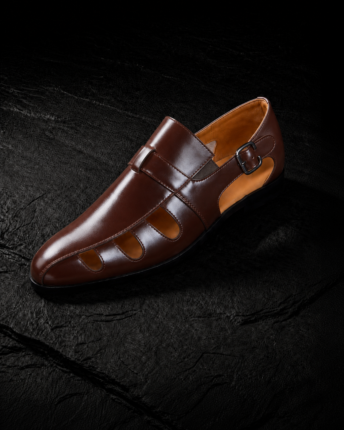 Men's monk strap loafer with side buckle