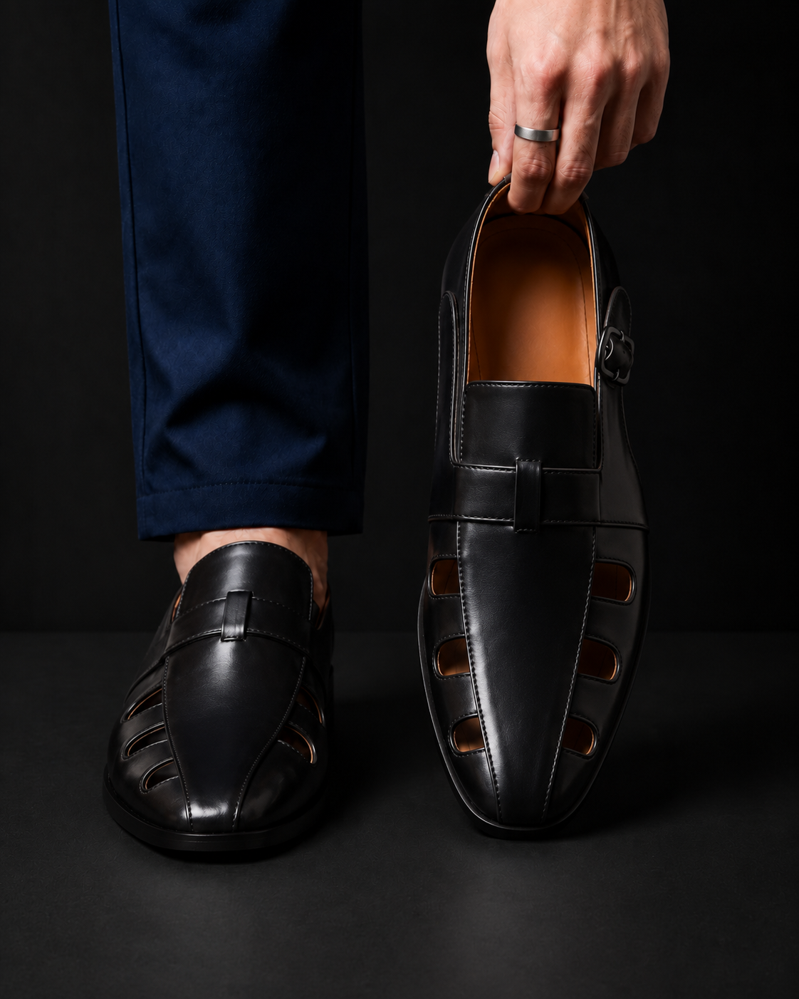 Men's monk strap loafer with side buckle
