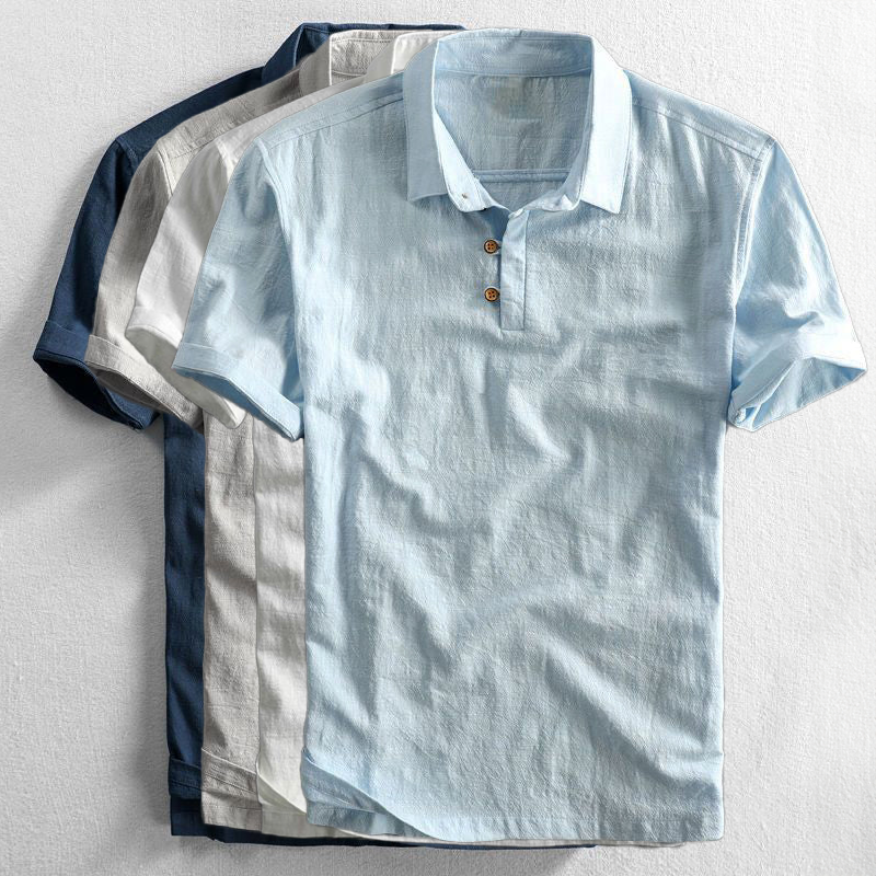 Short sleeve polo shirt with collar and button placket