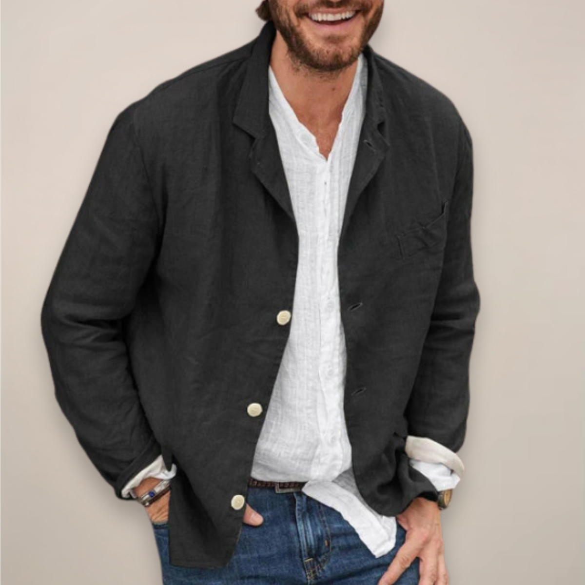 Men's relaxed fit blazer jacket with notched lapels