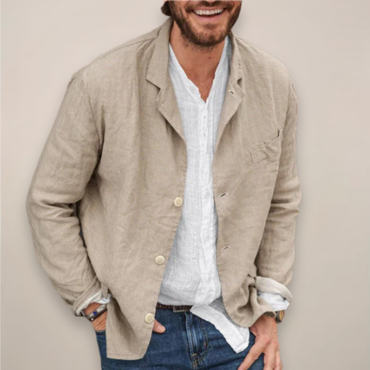 Men's relaxed fit blazer jacket with notched lapels