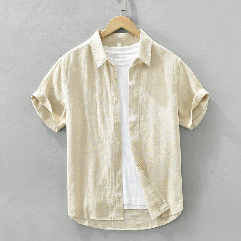 Men's short-sleeve collared shirt with button front