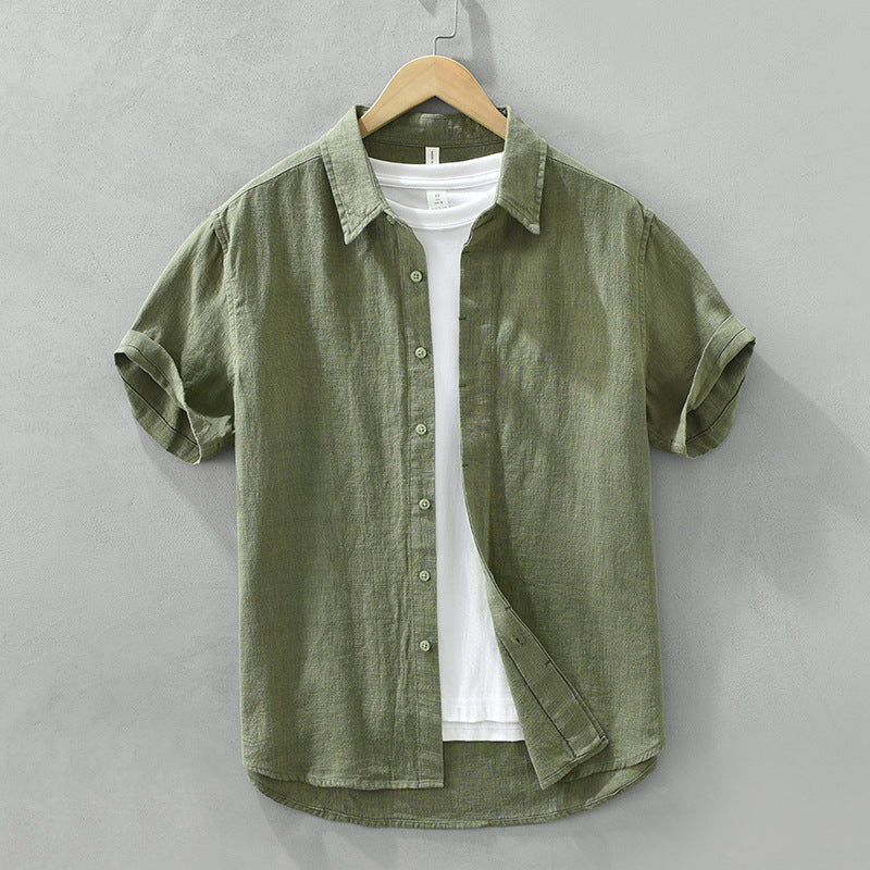 Men's short-sleeve collared shirt with button front