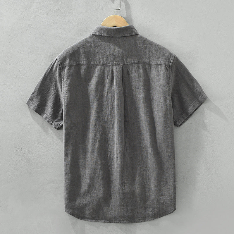 Men's short-sleeve collared shirt with button front