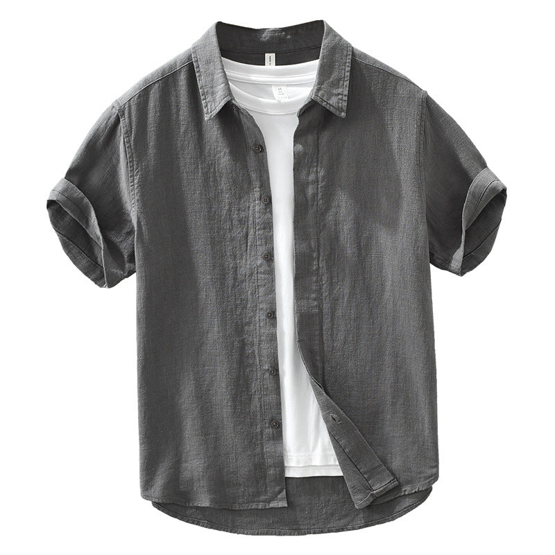 Men's short-sleeve collared shirt with button front