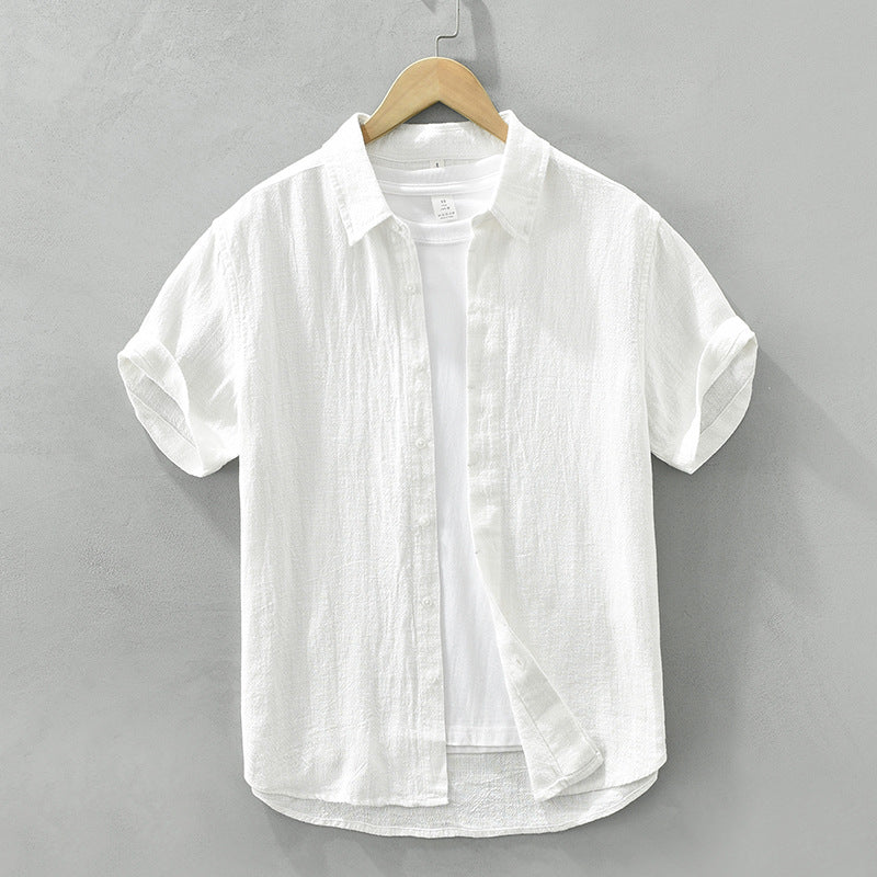 Men's short-sleeve collared shirt with button front