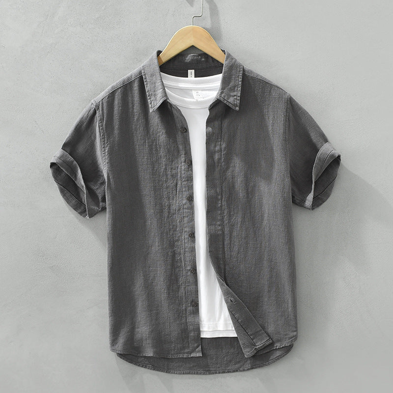 Men's short-sleeve collared shirt with button front