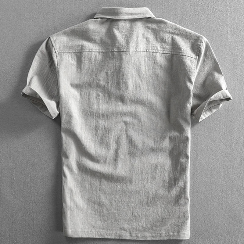 Short sleeve polo shirt with collar and button placket