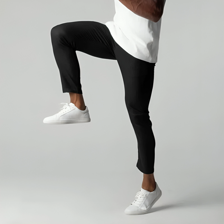 Men's slim tapered chino trousers with angled pockets