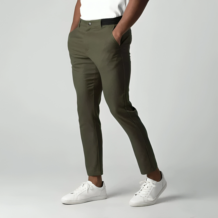 Men's slim tapered chino trousers with angled pockets