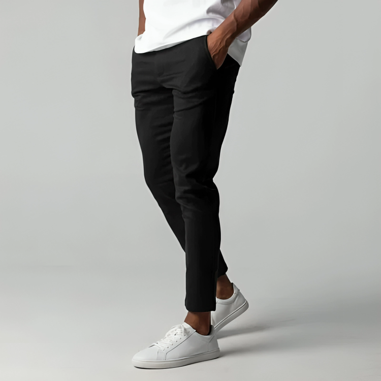 Men's slim tapered chino trousers with angled pockets