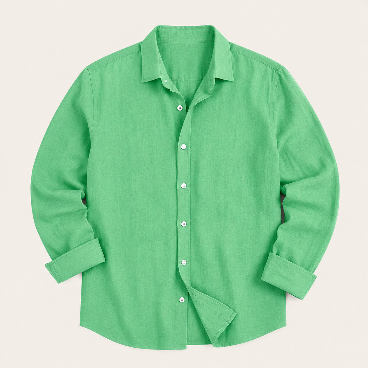 Men's plain long sleeve button down shirt with pointed collar