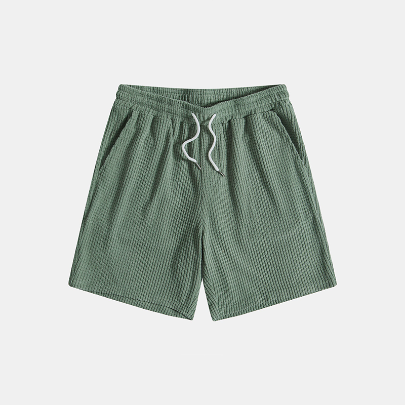 Waffle knit short-sleeve shirt and shorts set