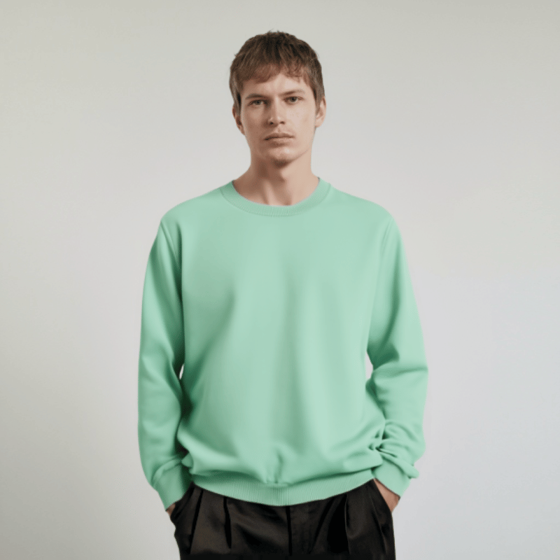 Men's long sleeve crew neck sweater with ribbed trim
